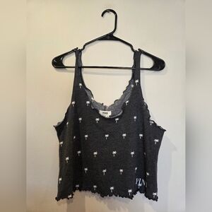 PINK Victoria's Secret Charcoal Palm Print Crop Tank